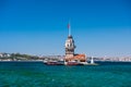 The Maiden`s Tower, also known as Leander`s Tower since the medieval Byzantine period, is a tower lying on a small islet located Royalty Free Stock Photo