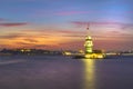 Maiden`s tower in istanbul beautiful colorful sunset Turkish:Kiz Kulesi from Uskudar. Istanbul symbol. Romantic Istanbul Sunset Royalty Free Stock Photo