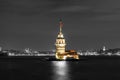 The Maiden`s Tower of Istanbul, contrast night colors