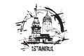 The Maiden`s Tower Kiz Kulesi and Galata Tower. Royalty Free Stock Photo