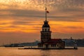 Maiden`s Tower KÃÂ±z Kulesi on a sunset. Istanbul. Turkey Royalty Free Stock Photo