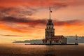 Maiden`s Tower KÃÂ±z Kulesi on a sunset. Istanbul. Turkey Royalty Free Stock Photo