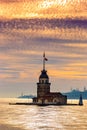 Maiden`s Tower KÃÂ±z Kulesi on a sunset. Istanbul. Turkey Royalty Free Stock Photo