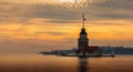 Maiden`s Tower KÃÂ±z Kulesi on a sunset. Istanbul. Turkey Royalty Free Stock Photo