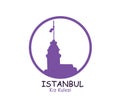 Maiden\'s Tower silhouette istanbul turkey vector illustration