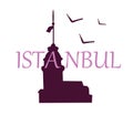 Maiden\'s Tower silhouette istanbul turkey vector illustration