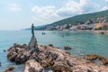 Maiden with the Seagull and seaside of Croatian town Opatija