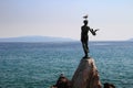 Maiden with the seagull statue and Adriatic Sea Opatija Croatia Royalty Free Stock Photo