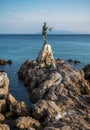 The Maiden with the Seagull. The statue is the symbol of  Opatij, Croatia Royalty Free Stock Photo