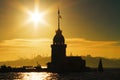 Maiden Tower against sun Royalty Free Stock Photo