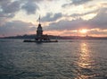 Maiden tower and Bosphorus sunset Royalty Free Stock Photo