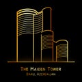 Maiden tower historical monument landmark in Baku Azerbaijan gold outline