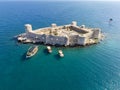 Maidens Castle Kiz Kalesi Drone Photo, Erdemli Mersin, Turkey Royalty Free Stock Photo