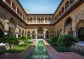 Maidens Courtyard (Patio de las Doncellas) at Alcazar (Royal Palace of Seville) - Seville, Andalusia, Spain Royalty Free Stock Photo