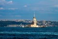 Maidens Tower, Istanbul, city and sea, blue sky with white cloud