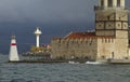 Maidens Tower, Istanbul, city and sea Royalty Free Stock Photo