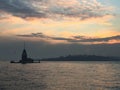 Maidens tower in Istanbul. Leanders tower well known bosporus landmark Istanbul Turkey. Royalty Free Stock Photo