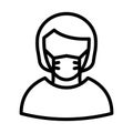 Maidservant Wearing mask Vector Icon which can easily modify or edit Royalty Free Stock Photo