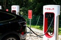 Tesla Super Charging Station in Maienfeld allowing free charging of all Tesla cars within an hour