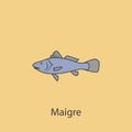 maigre 2 colored line icon. Simple purple and gray element illustration. maigre concept outline symbol design from fish set Royalty Free Stock Photo