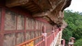 Maijishan Cave-Temple Complex corridor in Tianshui city, Gansu Province China. A mountain with religious caves on the Silk Road Royalty Free Stock Photo