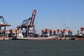 Maike D loading and unloading containers in the Maasvlakte harbor in the Port of Rotterdam