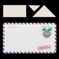 Mail Air Envelope Icon with set Postal Stamp Royalty Free Stock Photo