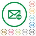 Mail attachment flat icons with outlines