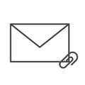 Mail attachment line icon vector isolated. Envelope and clip Royalty Free Stock Photo