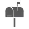 Mail box glyph icon, letter and post, mailbox sign