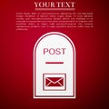 Mail box icon. Post box icon on red