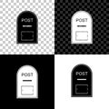 Mail box icon. Post box icon isolated on black, white and transparent background. Vector Royalty Free Stock Photo