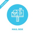 mail box icon vector from love collection. Thin line mail box outline icon vector illustration. Linear symbol for use on web and Royalty Free Stock Photo