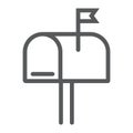 Mail box line icon, letter and post, mailbox sign Royalty Free Stock Photo