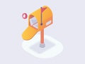 Mail box standing isometric icon with modern flat style color Royalty Free Stock Photo