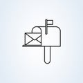 Mail box symbol flat style. Line art Vector illustration icon isolated on white background Royalty Free Stock Photo