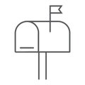 Mail box thin line icon, letter and post, mailbox Royalty Free Stock Photo