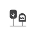Mail box and tree vector icon Royalty Free Stock Photo