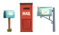 Mail Boxes Collection, Post Mailbox for Delivery Letters and Newspapers of Various Countries Vector Illustration