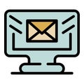 Mail computer icon color outline vector Royalty Free Stock Photo