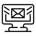 Mail computer icon, outline style Royalty Free Stock Photo