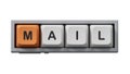 Mail.Computer keyboard keys spelling.Flat lay view from above on computer keyboard keys buttons Royalty Free Stock Photo