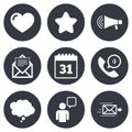 Mail, contact icons. Communication signs Royalty Free Stock Photo