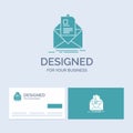 mail, contract, letter, email, briefing Business Logo Glyph Icon Symbol for your business. Turquoise Business Cards with Brand
