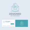 mail, contract, letter, email, briefing Business Logo Line Icon Symbol for your business. Turquoise Business Cards with Brand logo