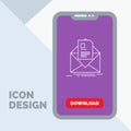 mail, contract, letter, email, briefing Line Icon in Mobile for Download Page