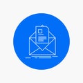 mail, contract, letter, email, briefing White Line Icon in Circle background. vector icon illustration