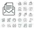 Mail correspondence line icon. Read Message sign. Salaryman, gender equality and alert bell. Vector