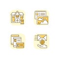 Mail correspondence yellow RGB color icons set