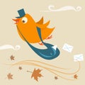 Mail delivery bird Royalty Free Stock Photo